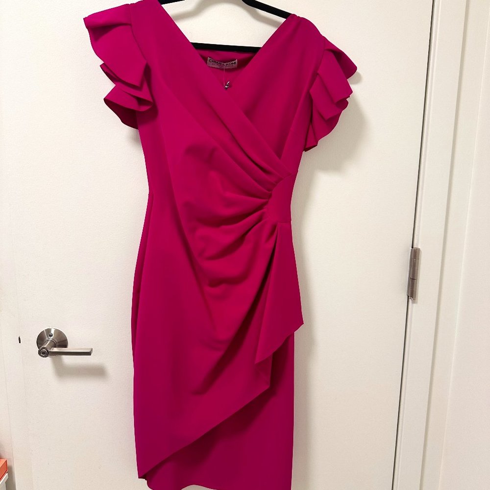 Chiara Boni Beaurisse Ruffled Sheath Dress - Size 8, Never Worn, Tags On